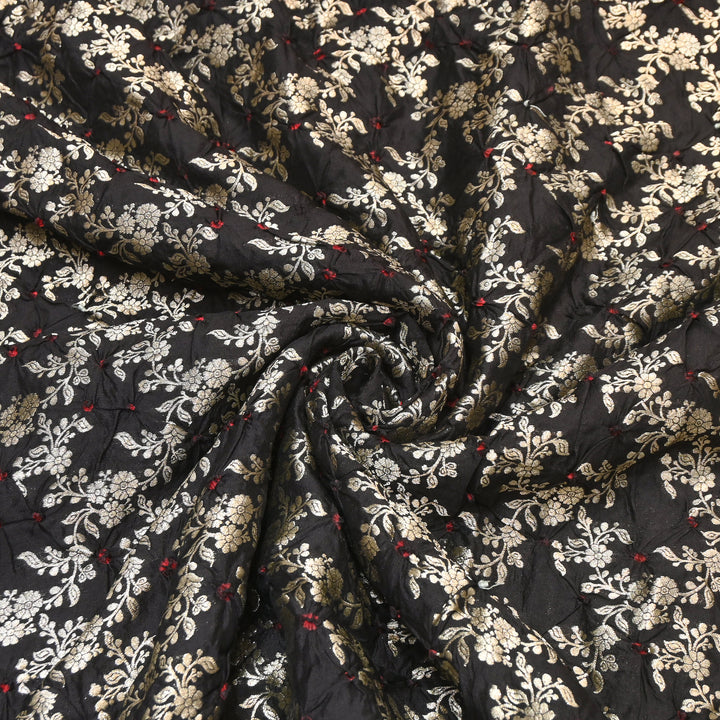 Premium Pure Chiniya Silk Zari Bandhej Fabric | Bandhej Fabric | 002171-12