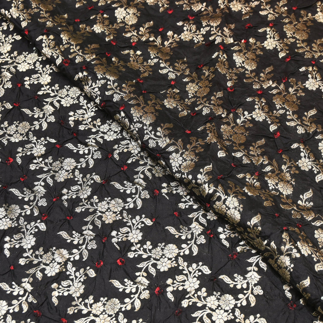 Premium Pure Chiniya Silk Zari Bandhej Fabric | Bandhej Fabric | 002171-12