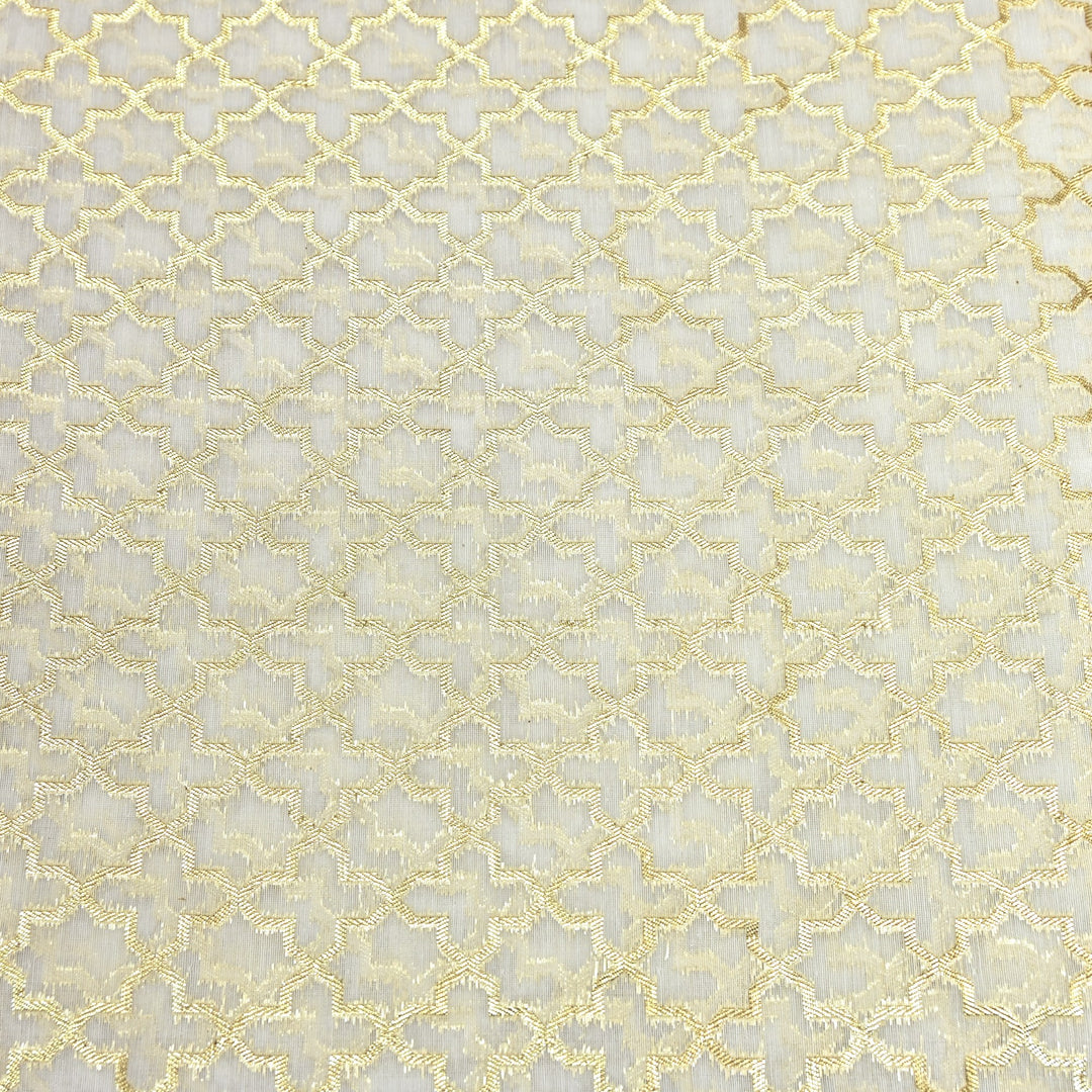 Banarasi Chanderi Gold Mat Zari Fabric – Premium Designer Ethnic Wear Fabric 000313-34