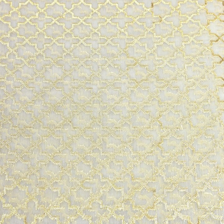 Banarasi Chanderi Gold Mat Zari Fabric – Premium Designer Ethnic Wear Fabric 000313-34