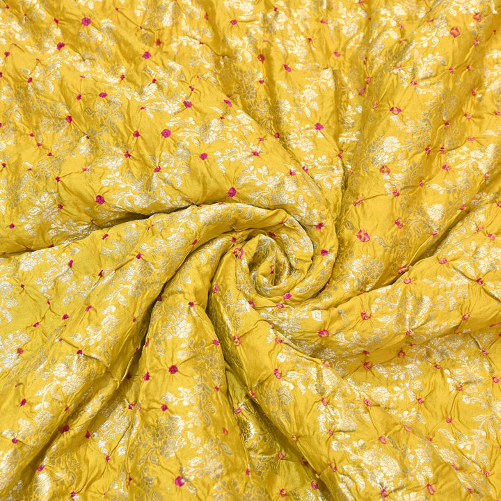 Premium Pure Chiniya Silk Zari Bandhej Fabric | Bandhej Fabric | 002171-11