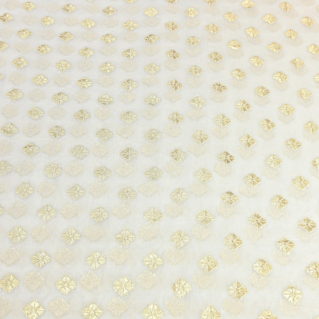 Banarasi Chanderi Gold Mat Zari Fabric – Premium Designer Ethnic Wear Fabric 000313-36