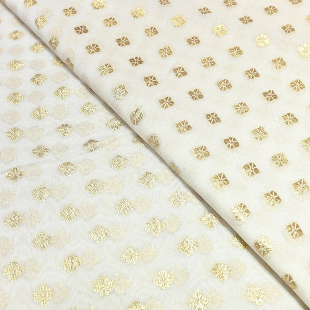 Banarasi Chanderi Gold Mat Zari Fabric – Premium Designer Ethnic Wear Fabric 000313-36
