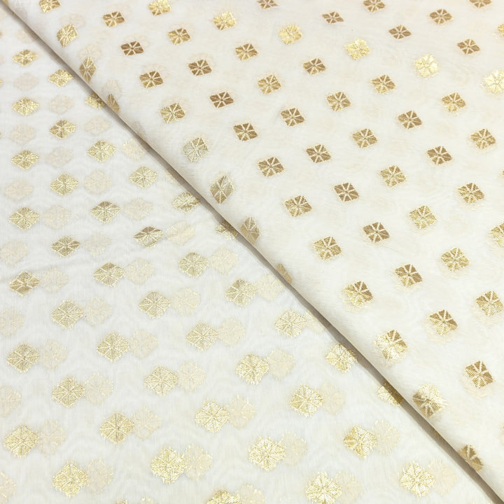 Banarasi Chanderi Gold Mat Zari Fabric – Premium Designer Ethnic Wear Fabric 000313-36