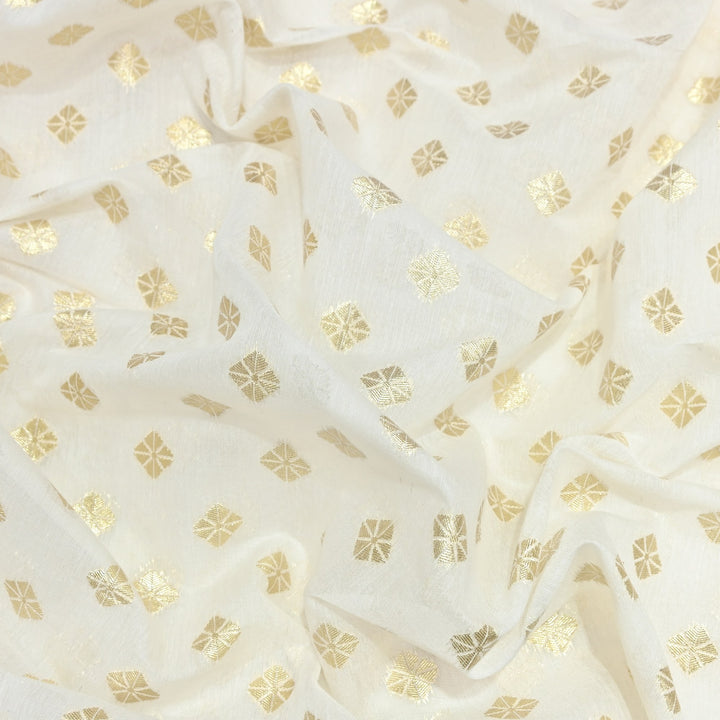 Banarasi Chanderi Gold Mat Zari Fabric – Premium Designer Ethnic Wear Fabric 000313-36