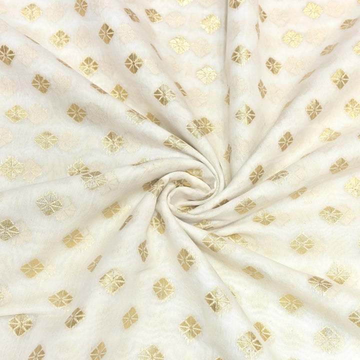 Banarasi Chanderi Gold Mat Zari Fabric – Premium Designer Ethnic Wear Fabric 000313-36