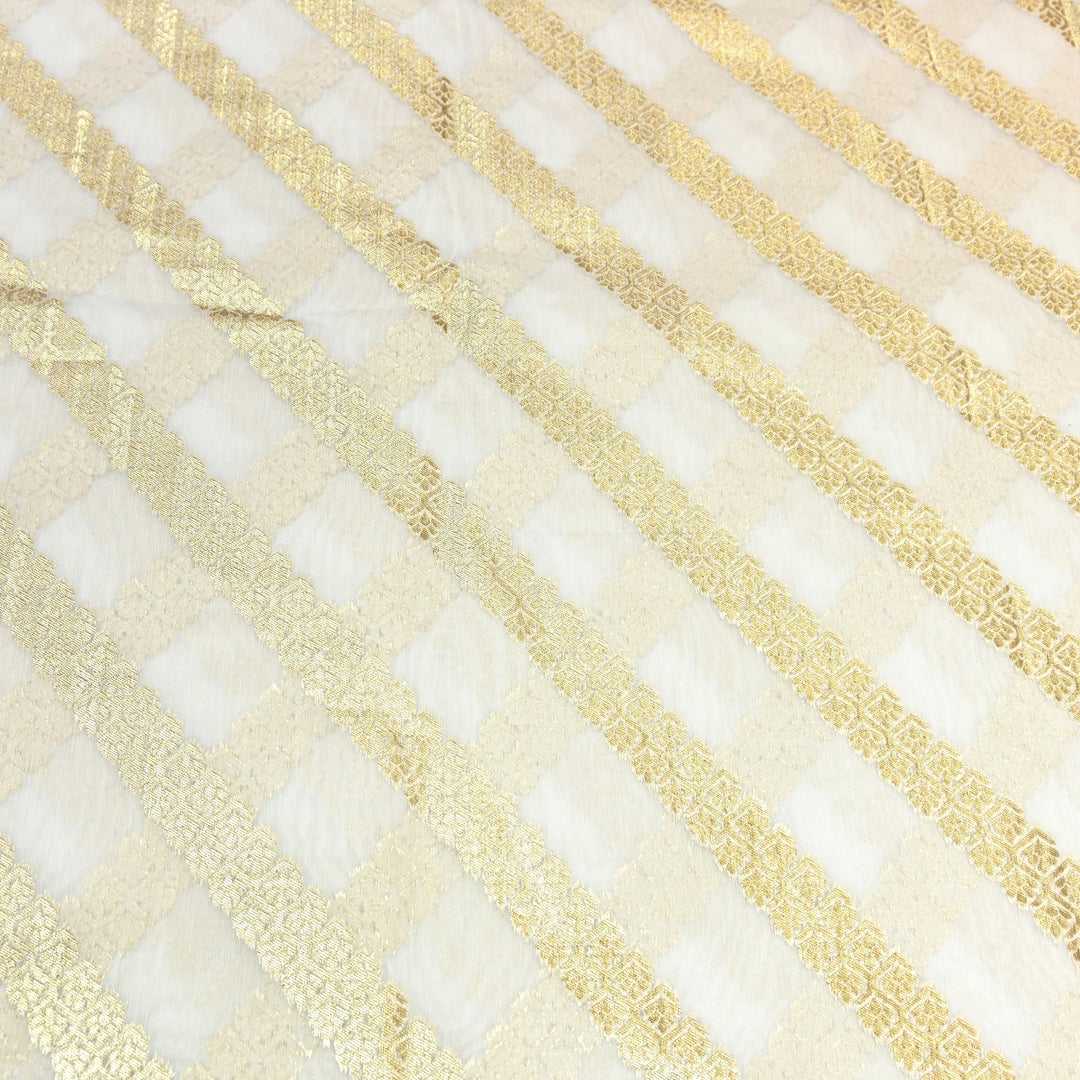 Banarasi Chanderi Gold Mat Zari Fabric – Premium Designer Ethnic Wear Fabric 000313-35