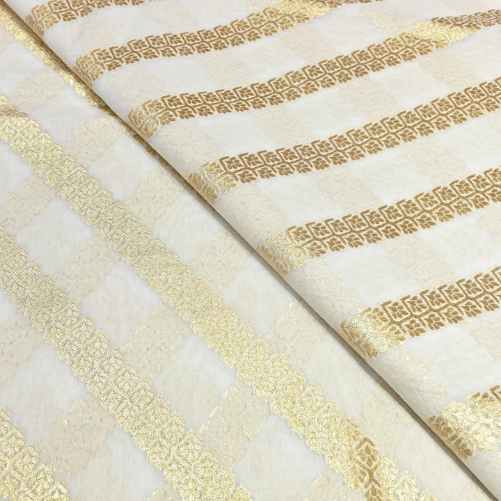 Banarasi Chanderi Gold Mat Zari Fabric – Premium Designer Ethnic Wear Fabric 000313-35