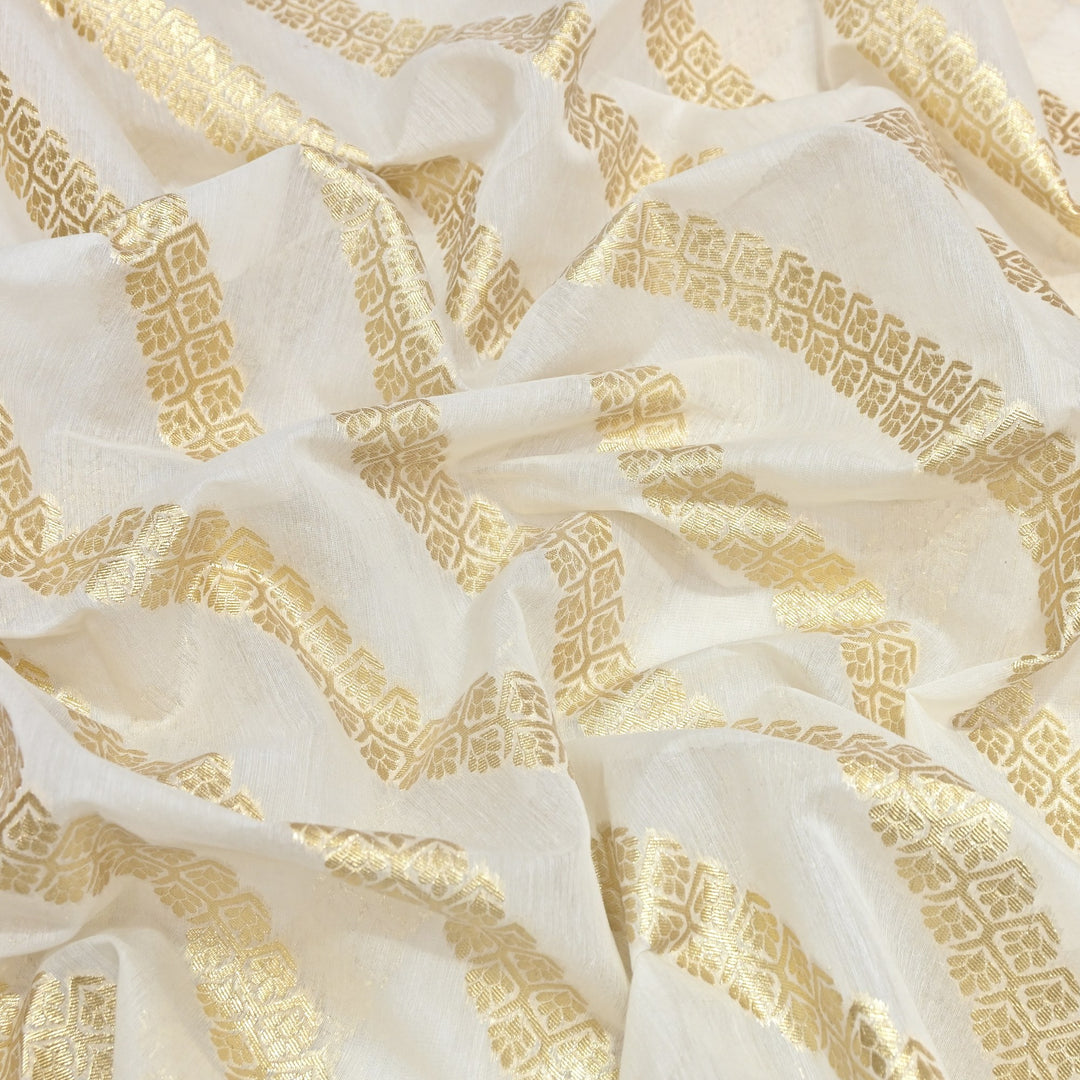 Banarasi Chanderi Gold Mat Zari Fabric – Premium Designer Ethnic Wear Fabric 000313-35