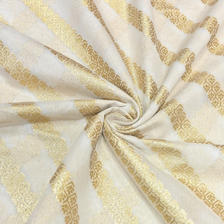 Banarasi Chanderi Gold Mat Zari Fabric – Premium Designer Ethnic Wear Fabric 000313-35