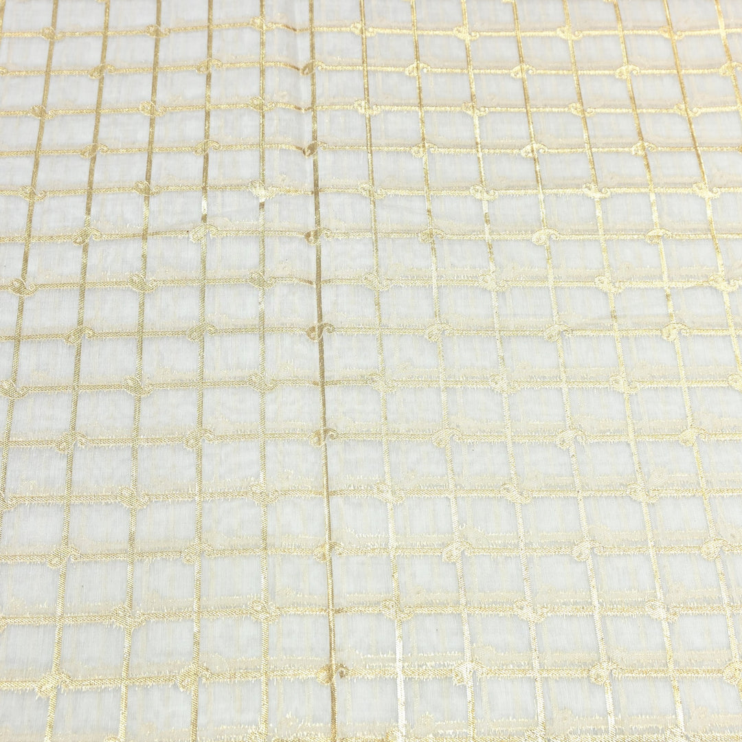 Banarasi Chanderi Gold Mat Zari Fabric – Premium Designer Ethnic Wear Fabric 000313-37