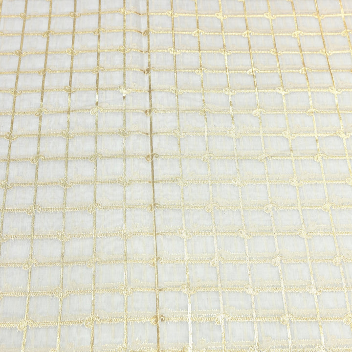 Banarasi Chanderi Gold Mat Zari Fabric – Premium Designer Ethnic Wear Fabric 000313-37