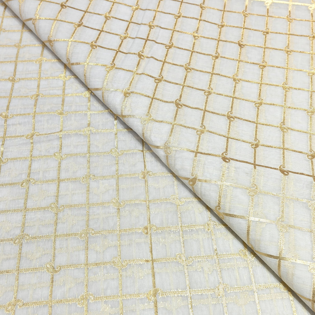 Banarasi Chanderi Gold Mat Zari Fabric – Premium Designer Ethnic Wear Fabric 000313-37