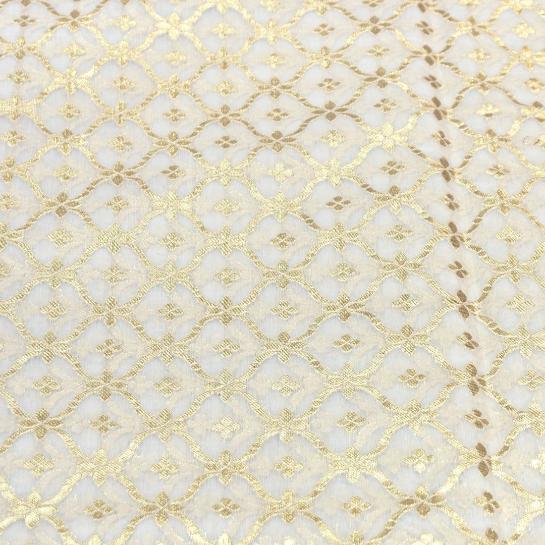 Banarasi Chanderi Gold Mat Zari Fabric – Premium Designer Ethnic Wear Fabric 000313-38