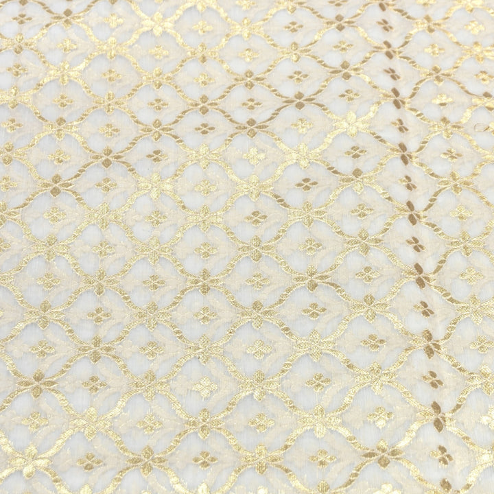 Banarasi Chanderi Gold Mat Zari Fabric – Premium Designer Ethnic Wear Fabric 000313-38