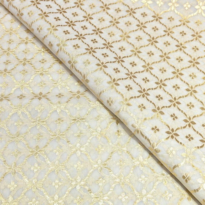 Banarasi Chanderi Gold Mat Zari Fabric – Premium Designer Ethnic Wear Fabric 000313-38