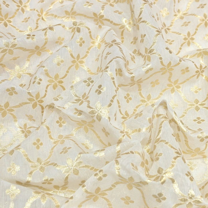Banarasi Chanderi Gold Mat Zari Fabric – Premium Designer Ethnic Wear Fabric 000313-38