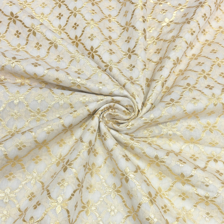 Banarasi Chanderi Gold Mat Zari Fabric – Premium Designer Ethnic Wear Fabric 000313-38