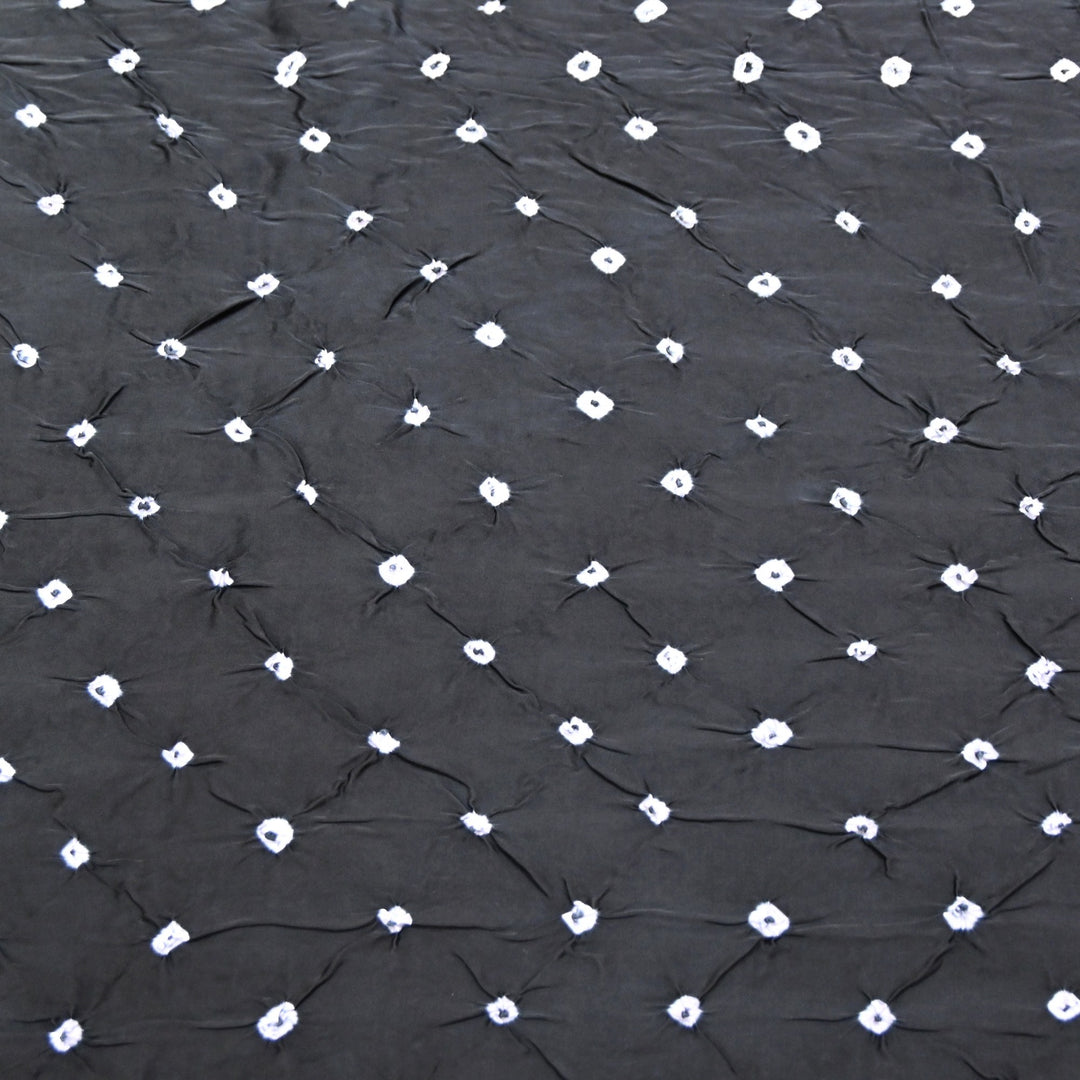 Black Color Bemberg Satin Digital Bandhani Print Designer Fabric GT0001-2