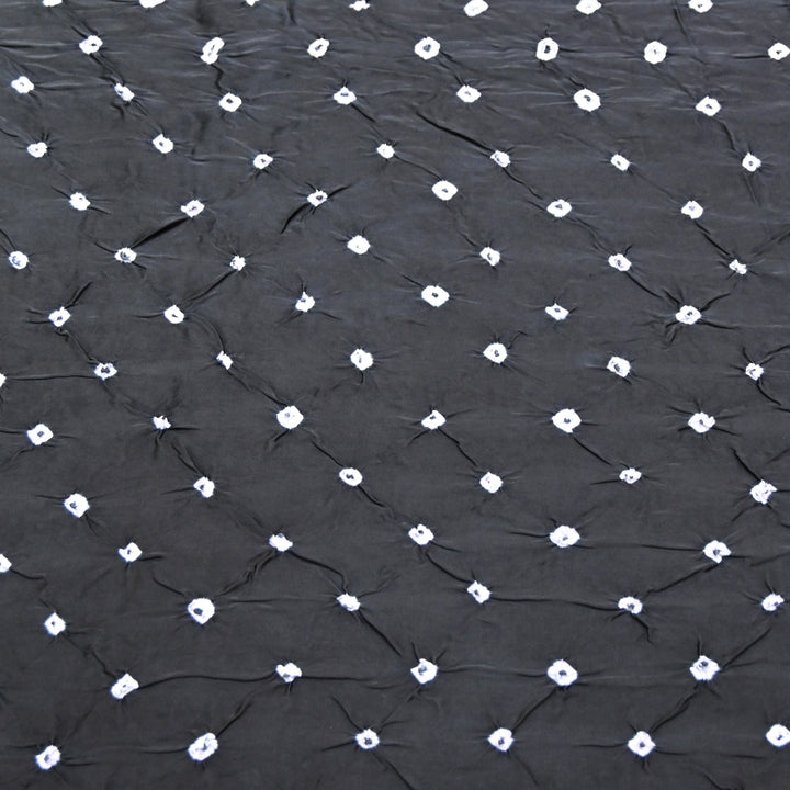 Black Color Bemberg Satin Digital Bandhani Print Designer Fabric GT0001-2