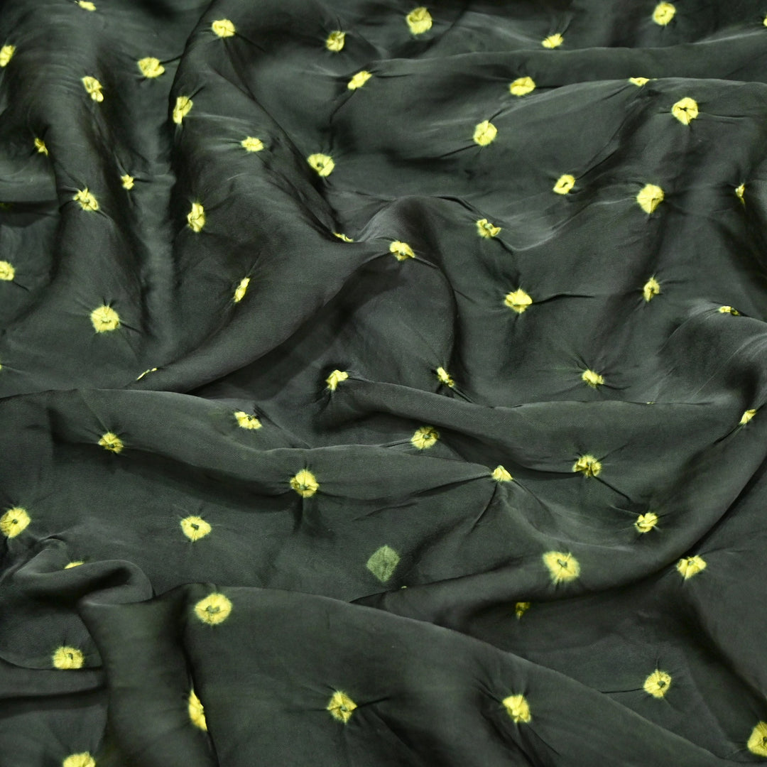 Lunar Green Color Bemberg Satin Digital Bandhani Print Designer Fabric GT0001-3