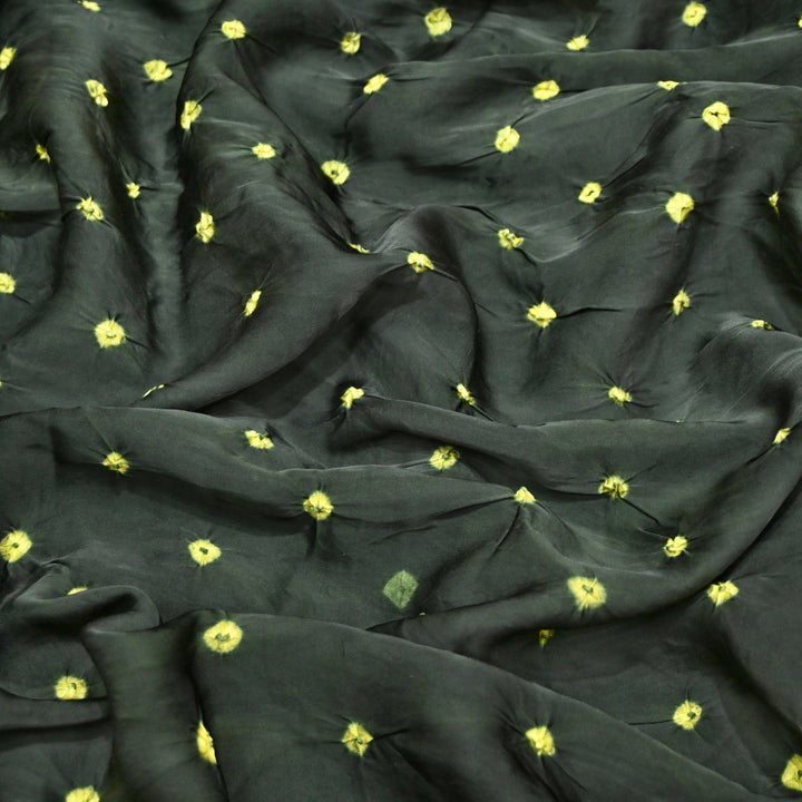 Lunar Green Color Bemberg Satin Digital Bandhani Print Designer Fabric GT0001-3