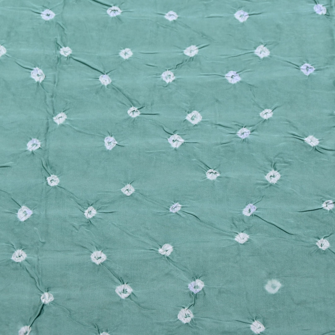 Dusty Aqua Green Color Bemberg Satin Digital Bandhani Print Designer Fabric GT0001-4