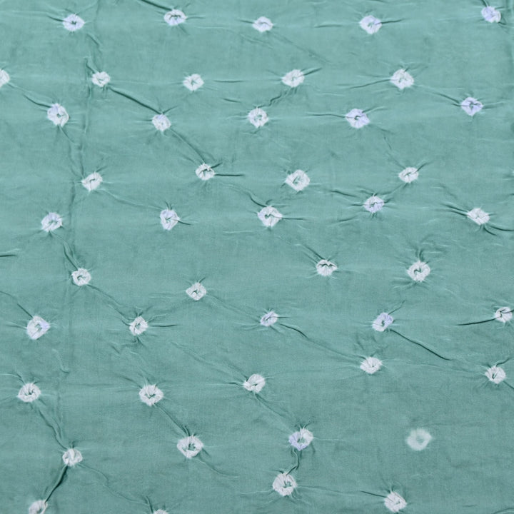 Dusty Aqua Green Color Bemberg Satin Digital Bandhani Print Designer Fabric GT0001-4