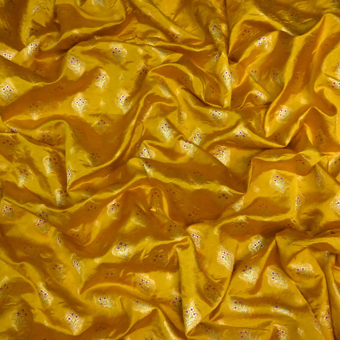 Pure Raw Mango Silk Zari Brocade Fabric