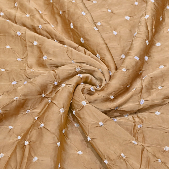 Desert Mustard Color Bemberg Satin Digital Bandhani Print Designer Fabric GT0001-5