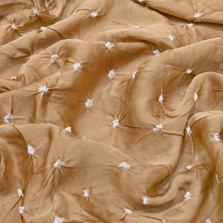 Desert Mustard Color Bemberg Satin Digital Bandhani Print Designer Fabric GT0001-5