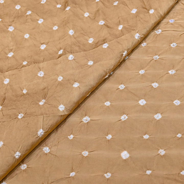 Desert Mustard Color Bemberg Satin Digital Bandhani Print Designer Fabric GT0001-5