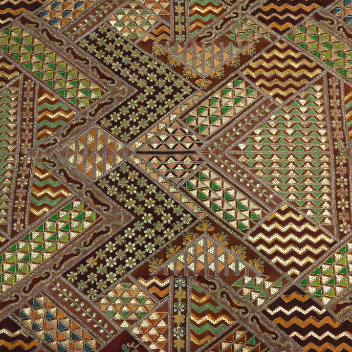 Beautiful Designer Crepe Position Prints, Zari & Sequin Embroidery Fabrics