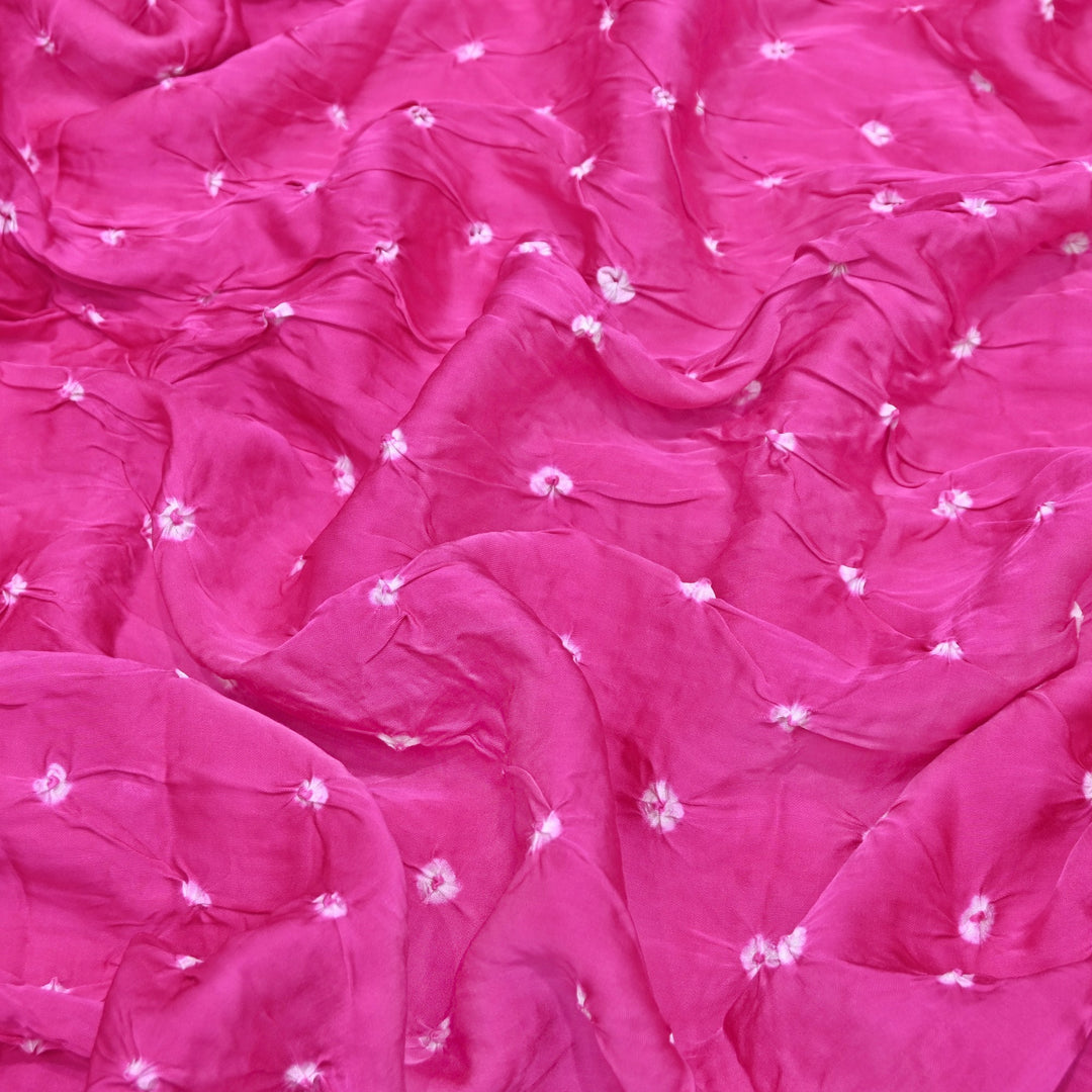 Pink Bemberg Satin Digital Bandhani Print Designer Fabric GT0001-6