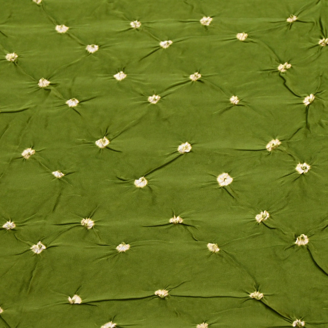 Forest Green Bemberg Satin Digital Bandhani Print Designer Fabric GT0001-7