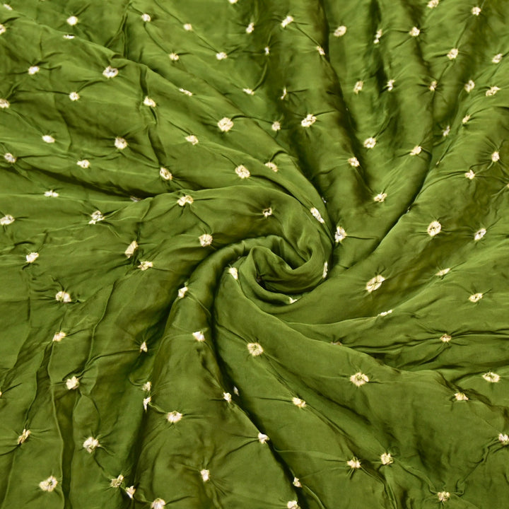 Forest Green Bemberg Satin Digital Bandhani Print Designer Fabric GT0001-7
