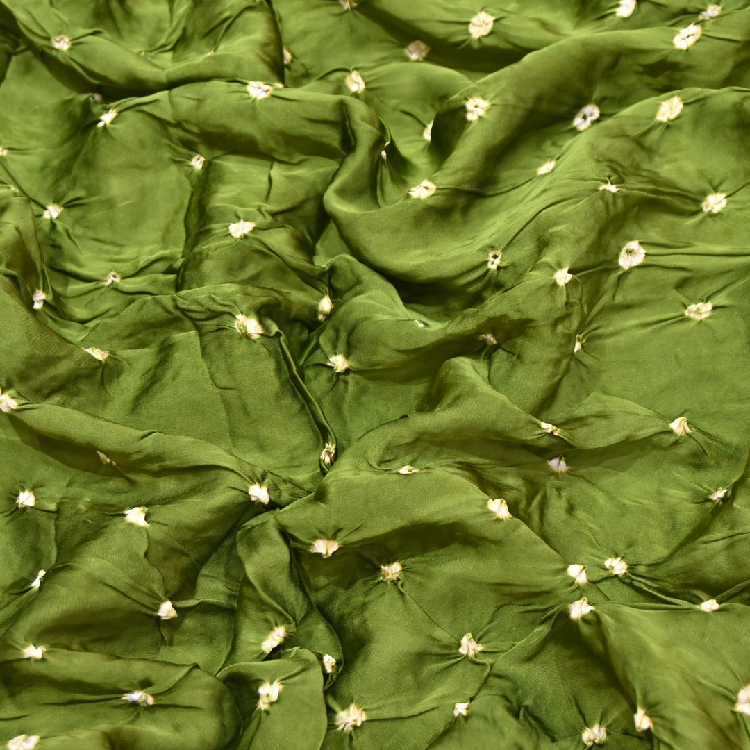 Forest Green Bemberg Satin Digital Bandhani Print Designer Fabric GT0001-7