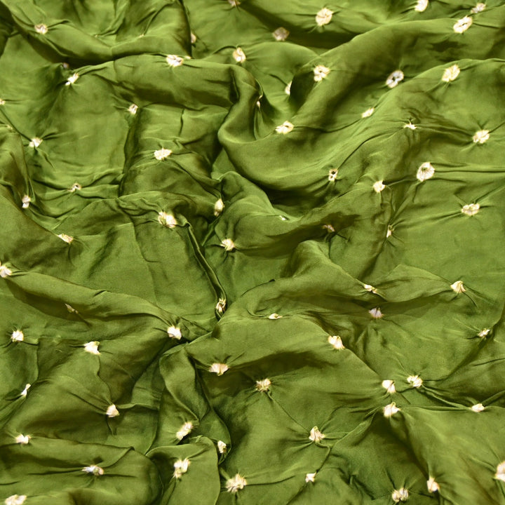 Forest Green Bemberg Satin Digital Bandhani Print Designer Fabric GT0001-7