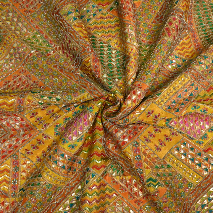Beautiful Designer Crepe Position Prints, Zari & Sequin Embroidery Fabrics