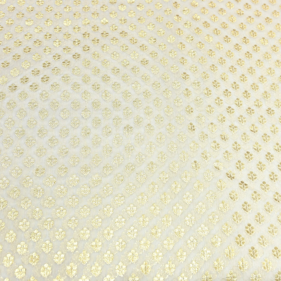Banarasi Chanderi Gold Mat Zari Fabric – Premium Designer Ethnic Wear Fabric 000313-42