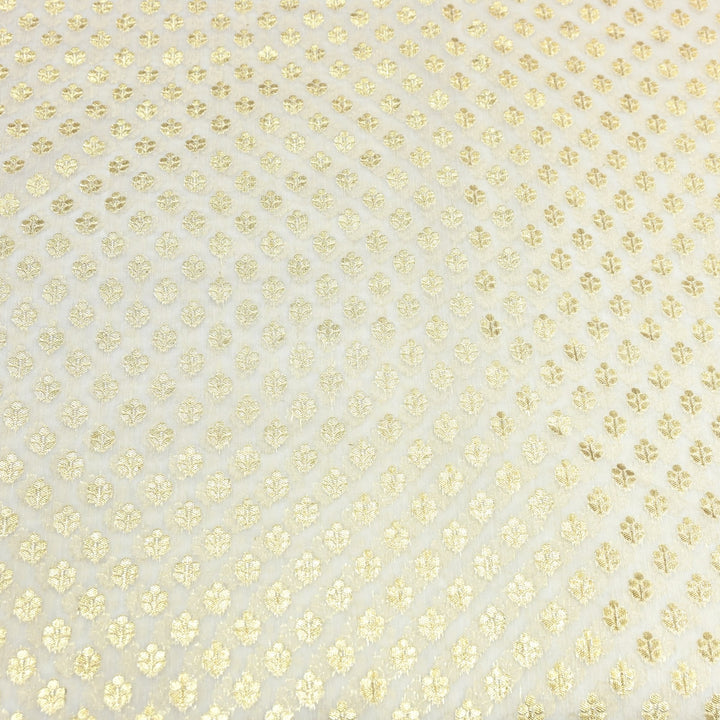 Banarasi Chanderi Gold Mat Zari Fabric – Premium Designer Ethnic Wear Fabric 000313-42