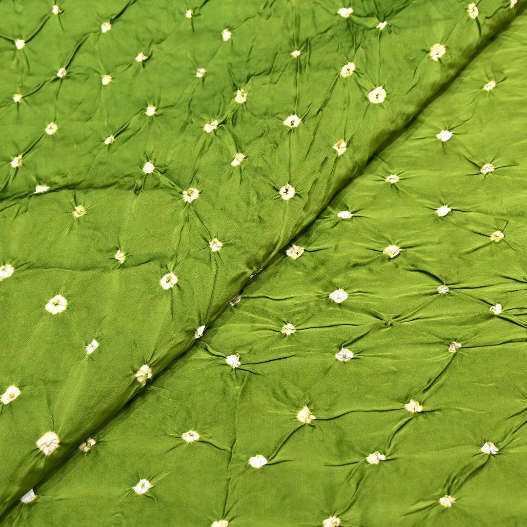 Forest Green Bemberg Satin Digital Bandhani Print Designer Fabric GT0001-7