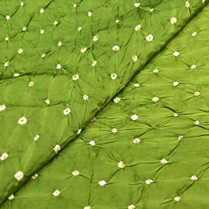 Forest Green Bemberg Satin Digital Bandhani Print Designer Fabric GT0001-7