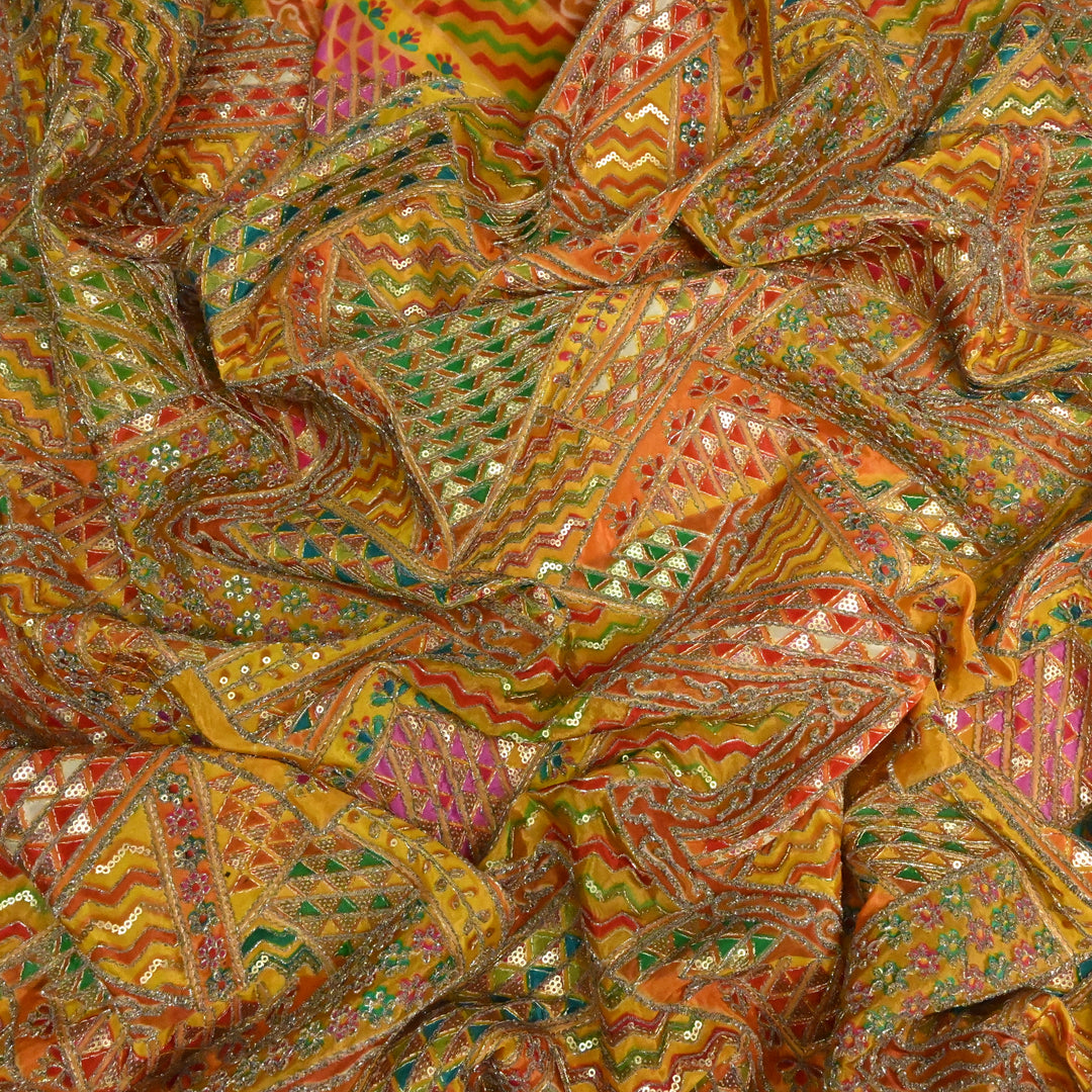 Beautiful Designer Crepe Position Prints, Zari & Sequin Embroidery Fabrics