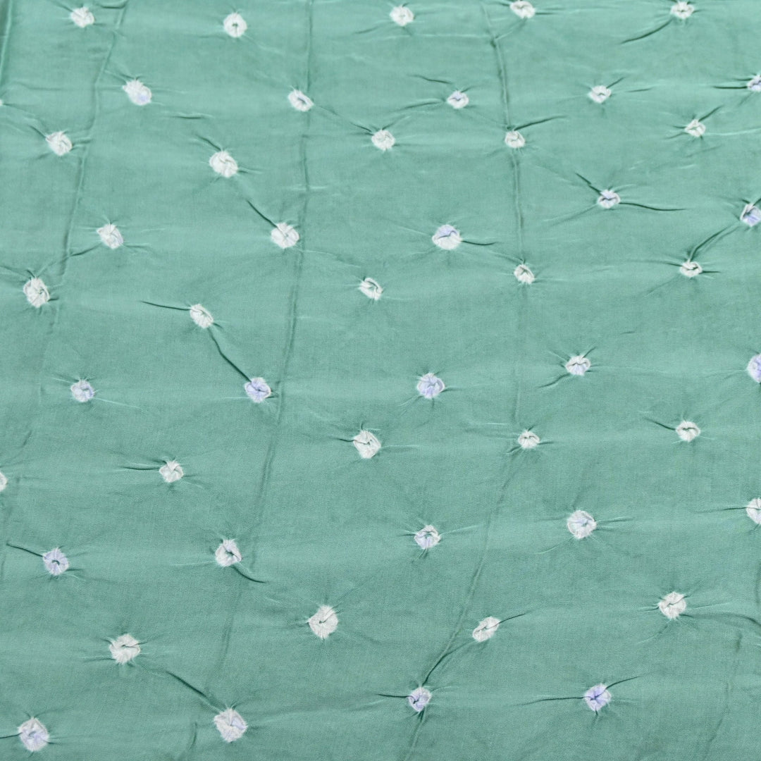 Greyish Teal color Bemberg Satin Digital Bandhani Print Designer Fabric GT0001-8