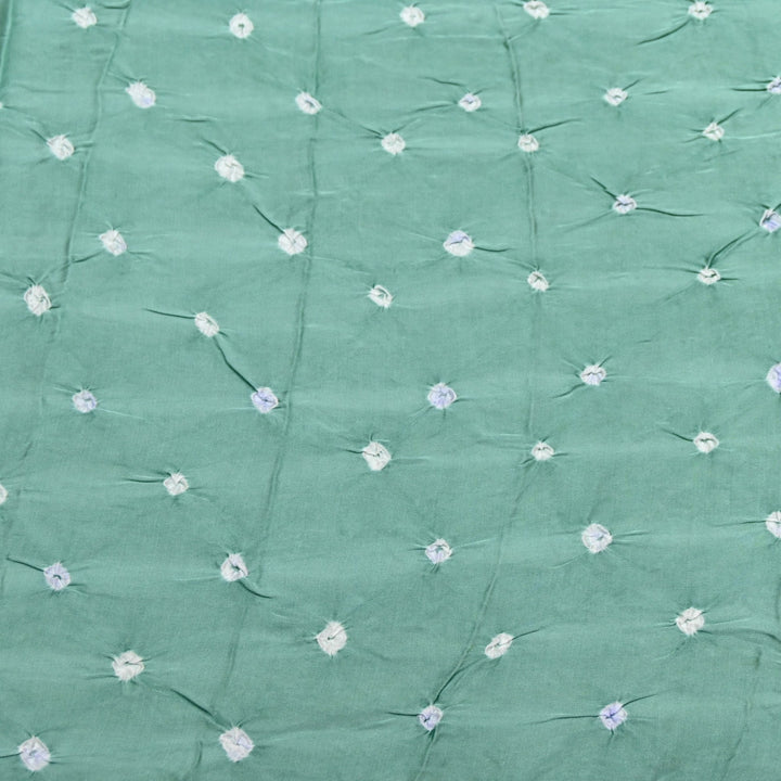 Greyish Teal color Bemberg Satin Digital Bandhani Print Designer Fabric GT0001-8