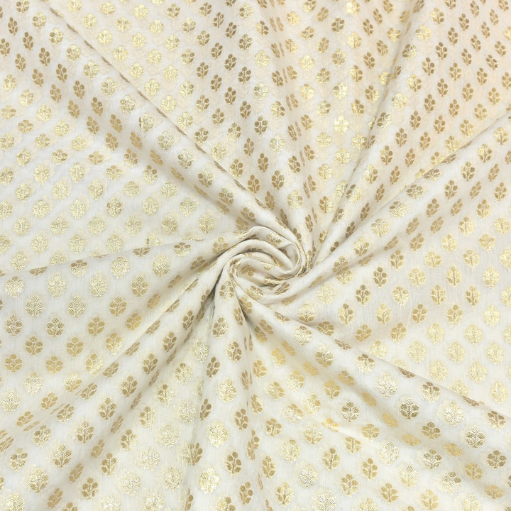 Banarasi Chanderi Gold Mat Zari Fabric – Premium Designer Ethnic Wear Fabric 000313-42