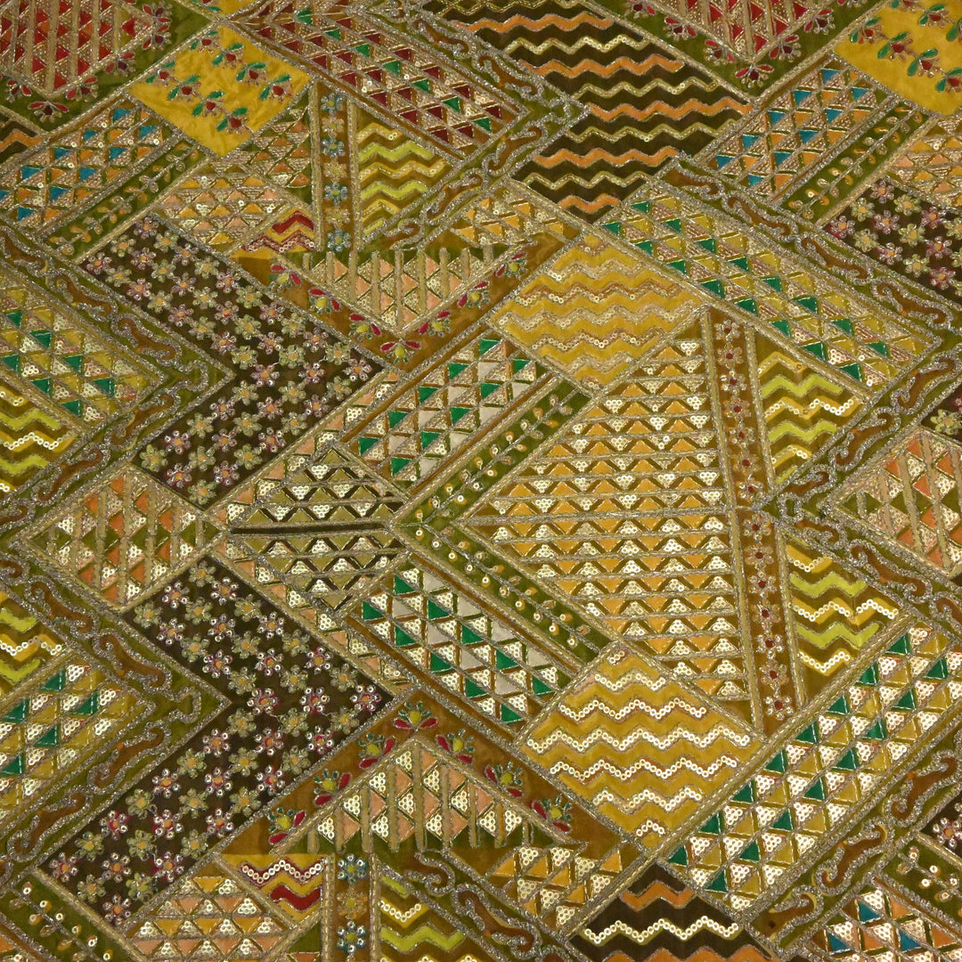 Beautiful Designer Crepe Position Prints, Zari & Sequin Embroidery Fabrics