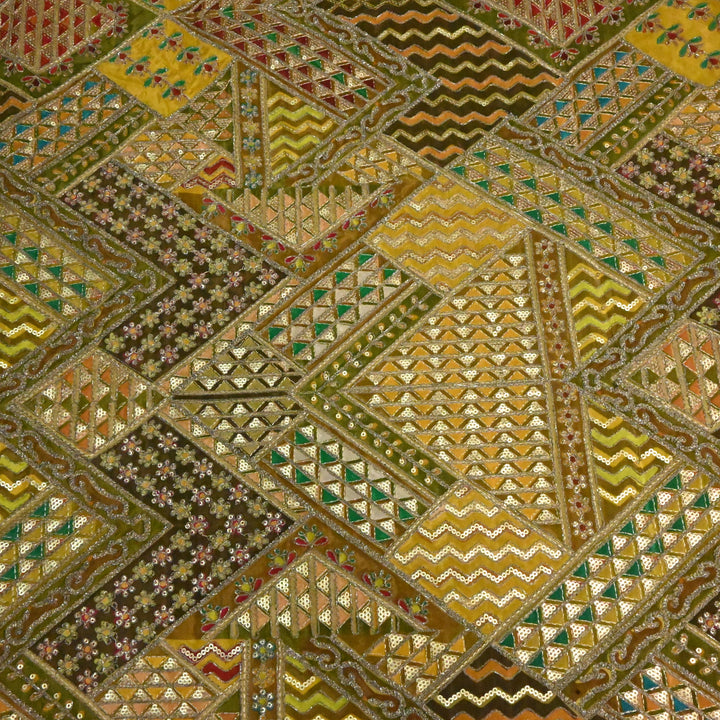 Beautiful Designer Crepe Position Prints, Zari & Sequin Embroidery Fabrics