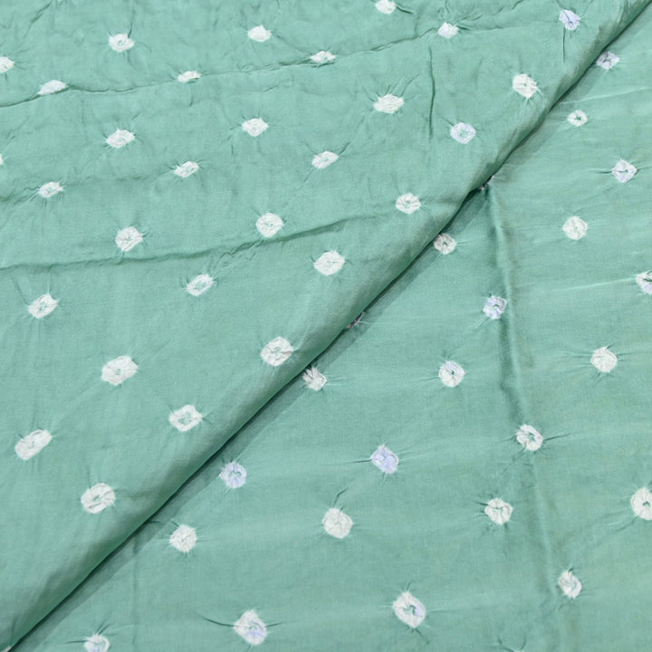Greyish Teal color Bemberg Satin Digital Bandhani Print Designer Fabric GT0001-8
